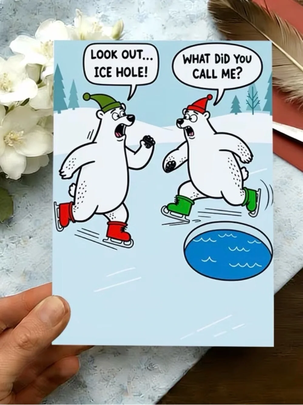 Funny Holiday Polar Bear Greeting Card